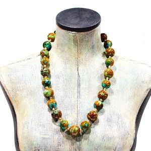 VTG 90's Chunky Glazed Ceramic Ribbon Necklace